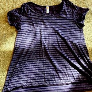 Heathered purple striped lularoe shirt